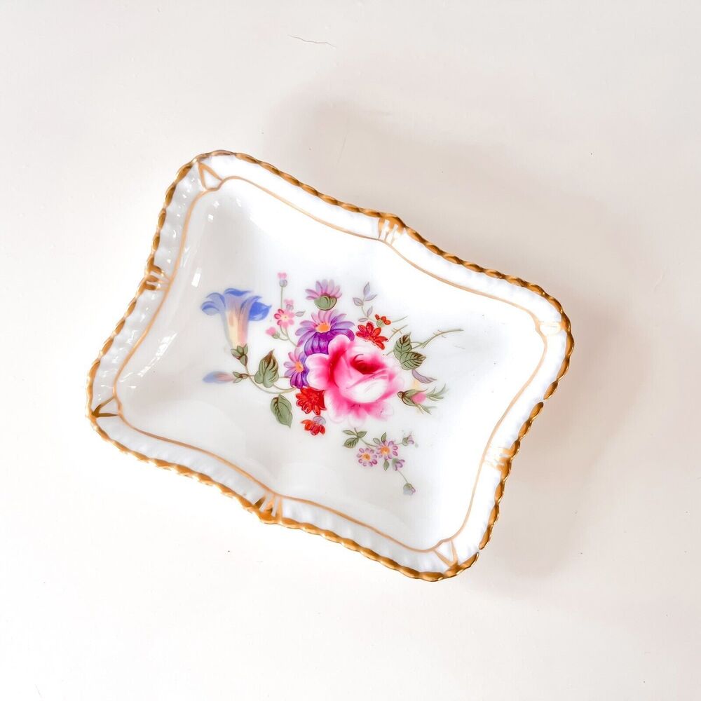 ROYAL CROWN DERBY BONE CHINA ENGLAND DERBY POSIES RECTANGULAR PIN DISH RING TRAY